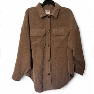 CI Sono Women's Oversized Brown Corduroy Button Down Shirt-Jacket, size S